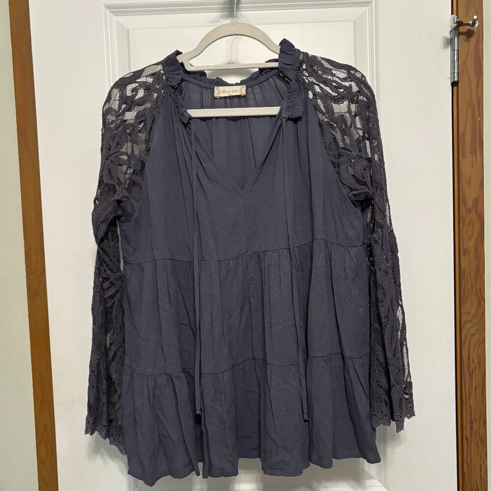 Altar'd State Long Sleeve Blouse with Lace Sleeves